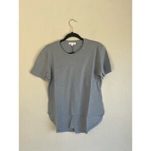 Grey Lab Woman Blue Round Neck T-Shirt, Size Medium